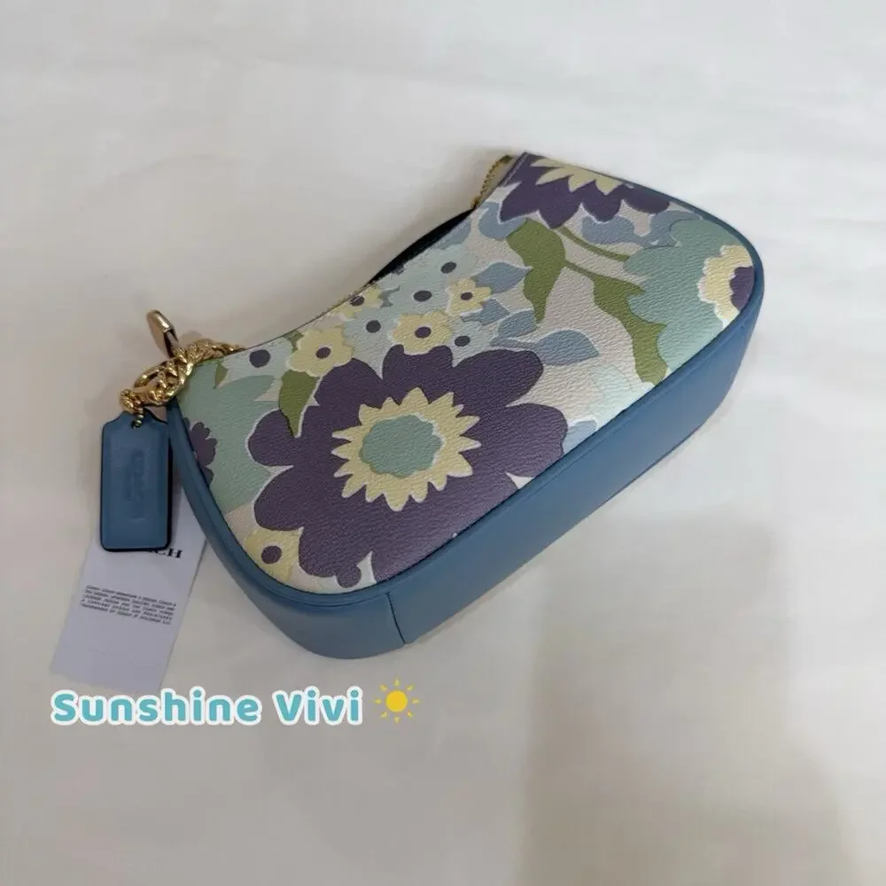 NWT Coach CBG63 Teri Mini Crossbody Bag With Floral Print Gold/Blue Bell Multi